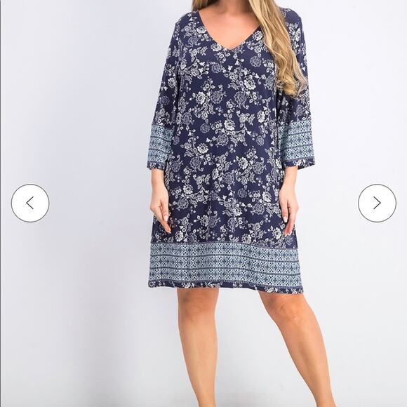 Stitch Fix Skies are Blue NWT Floral Print Wren Knit Dress, Navy Combo Size S - Picture 1 of 9